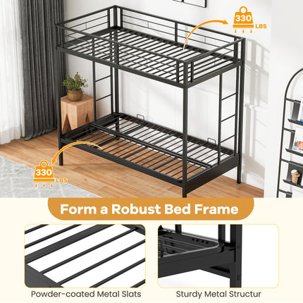 Dreamade Twin Over Futon Bunk Bed, Metal Bunk Bed with Futon