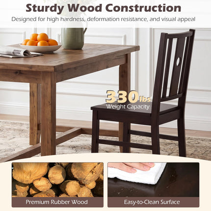 Dreamade Solid Rubber Wood Kitchen Chairs with Slatted Curved Backrest & Wide Seat (2/4)