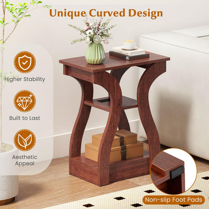 Dreamade End Tables with Charging Station Set of 2 Narrow Sofa Side Tables with Open Storage Shelves