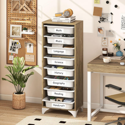 9-Tier Fruit and Vegetable Storage Rack Freestanding Wooden Pantry Organizer Cabinet