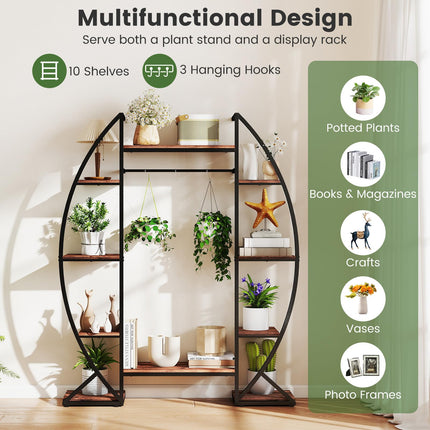 Dreamade Plant Stand Indoor with Grow Lights 10-Tier 63" Tall Metal Plant Shelf