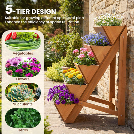 Dreamade 5-Tier Wooden Vertical Raised Garden Bed