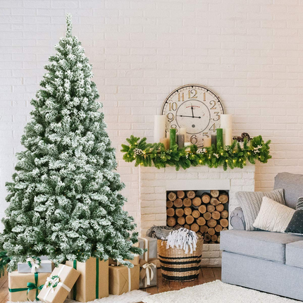 Dreamade Snow Flocked Christmas Tree, Artificial Hinged Pine Tree - DreamadeUS