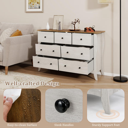 Dreamade Storage Cabinet with Foldable & Detachable Fabric Drawers, Anti-Tipping Kit, 47” x 15” x 30.5” Farmhouse Floor Cabinet