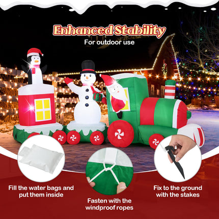 Dreamade 11.5 Ft Christmas Inflatable Train with Santa Snowman Penguin