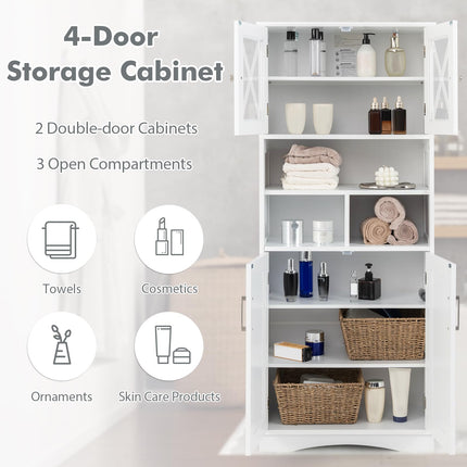 Dreamade 57" Tall Bathroom Cabinet, Storage Cabinet with Acrylic Doors & Adjustable Shelves