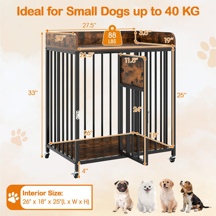 Dreamade Dog Crate Furniture with Lockable Door & Wheels