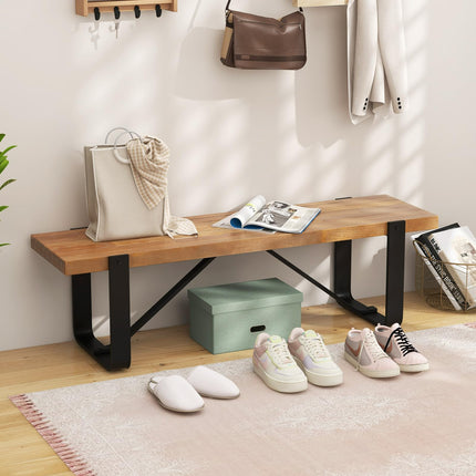 Dreamade Dining Bench, 60 Inch Entryway Shoe Rack Bench, Long Kitchen Bench with Metal Frame