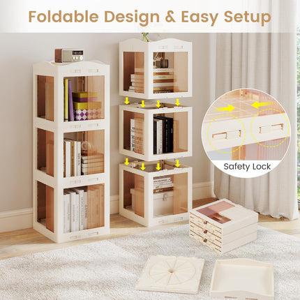 Dreamade 3-Tier 360° Revolving Bookshelf Tower | Translucent Storage Organizer for Living Room