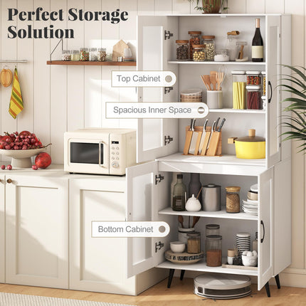 Dreamade Kitchen Pantry Cabinet 70.5" Tall Cupboard with 4 Transparent Doors