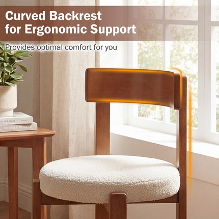 Dreamade Wooden Dining Chairs Set of 2/4 Teddy Fleece Upholstered Boucle Kitchen Chair w/Curved Backrest