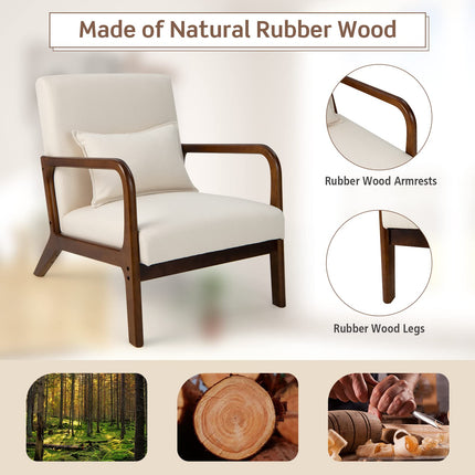 Dreamade Modern Accent Chair with Pillow - Comfy Upholstered Lounge Armchair with Anti-Slip Felt Pads
