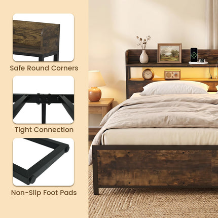 Dreamade King Size Bed Frame with Storage Headboard