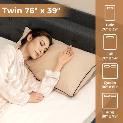 Dreamade Heated Mattress Pad, 9 Heat Setting, 9-Hour Auto Off, Overheat Protection, White, Twin Size, 76” x 39”