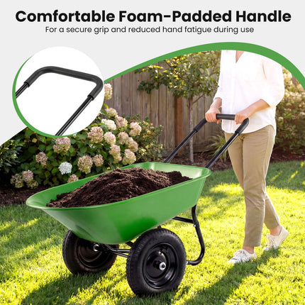 Dreamade Dual-Wheel Garden Cart for Outdoor Yard Lawn Gardening Construction Use