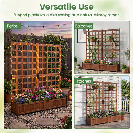Dreamade Wooden Raised Garden Bed with Trellis