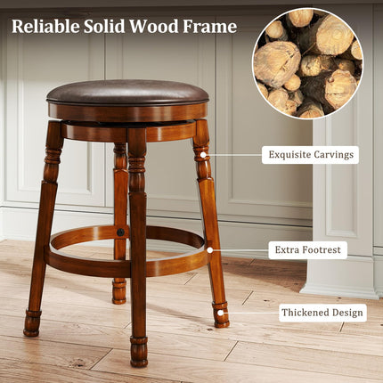 Dreamade Swivel Bar Stools Set with Faux Leather Padded Seat