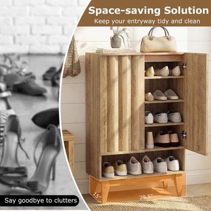 Dreamade Wooden Shoe Cabinet with 2 Fluted Doors