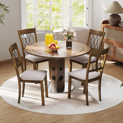 Dreamade Dining Chairs Set of 2/4 Fabric Upholstered Armless Kitchen Chairs w/Hollowed Backrest