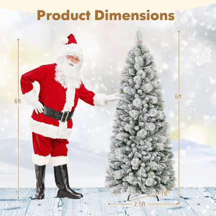 Dreamade 6ft / 7ft Pre-Lit Pop Up Christmas Tree Collapsible Snow Flocked Artificial Xmas Tree