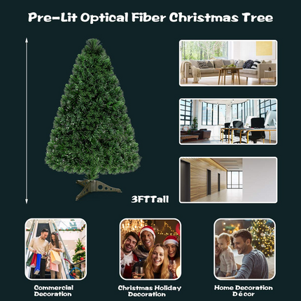 Artificial PVC Christmas Tree Pre-Lit Fiber Optic Tree - DreamadeUS
