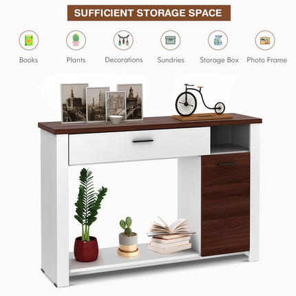 Dreamade Console Table 48 Inch Sofa Side Table with Drawer and Cabinet, Entryway Table