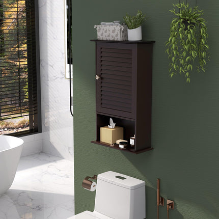 Dreamade Bathroom Wall Mount Cabinet - Over The Toilet Storage Organizer with Single Door and Adjustable Shel