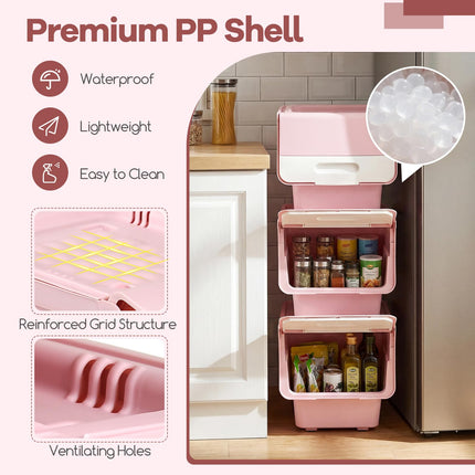 Dreamade Plastic Stackable Storage Bins with Lids & Wheels