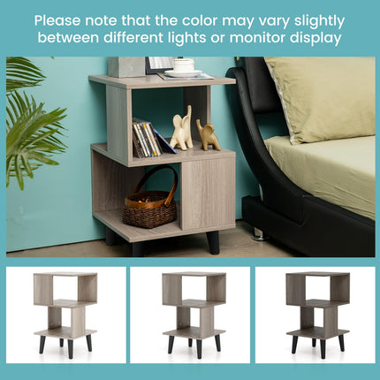 Dreamade 3-Tier Geometric Bookshelf Set of 2 with Open Storage Shelves