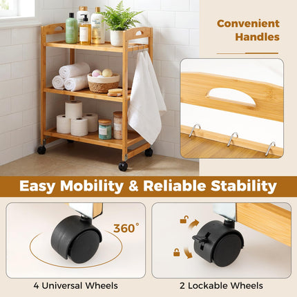 Dreamade 3-Tier Rolling Storage Cart for Living Dining Room