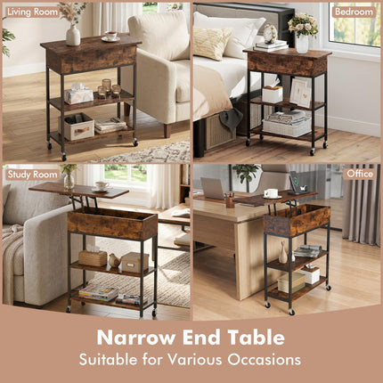 Dreamade End Table with Charging Station - Lift Top Narrow Side Table (1/2)