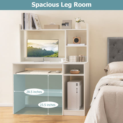 Dreamade White Computer Desk with Hutch and Bookshelf