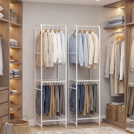 Dreamade Heavy-Duty White Garment Rack with 6 Hanging Rods & 10 Pants Hangers
