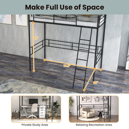 Metal Loft Bed Twin Size - Dreamade