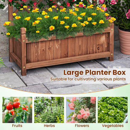 Dreamade 60” Wooden Planter Container with Drainage Holes Trellis
