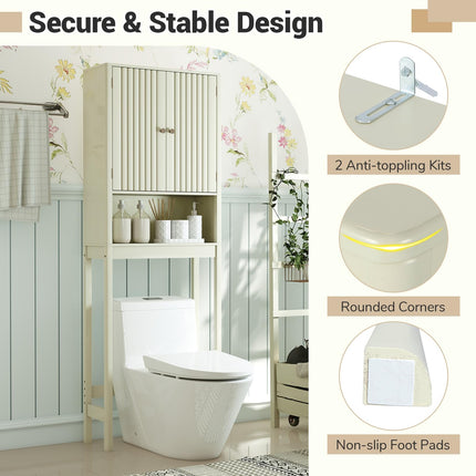 Dreamade Over The Toilet Storage Cabinet with Fluted Doors