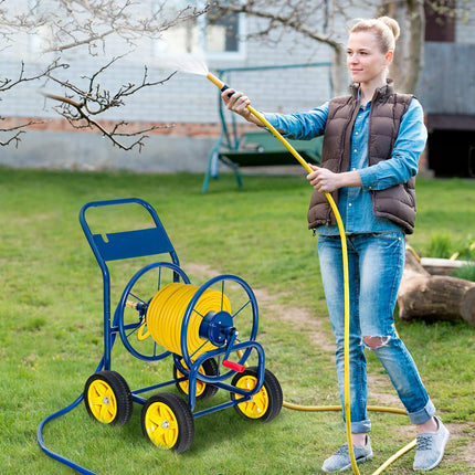 Dreamade Garden Hose Reel Cart - Water Hose Cart with 4 Wheels & Non-slip Grip
