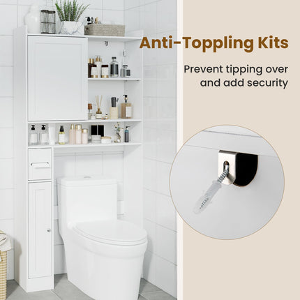 Dreamade Over The Toilet Storage Cabinet Standing Toilet Rack with Sliding Door