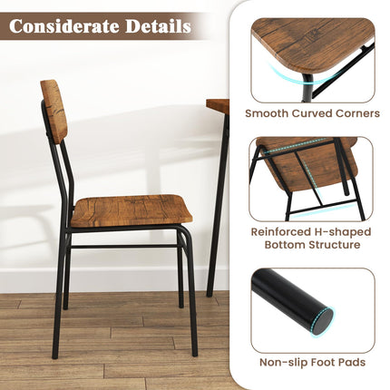 Dreamade 3-Piece Dining Table Set, Kitchen Table Chairs Set with Dinner Table, Storage Rack, Metal Frame