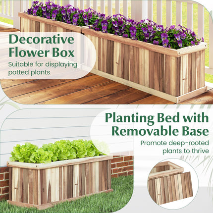 Dreamade Rectangular Acacia Wood Raised Garden Bed w/Drainage Gaps