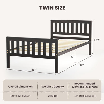 Dreamade Queen/Full/Twin Size Wood Bed Frames with Headboard, Mid Century Platform Bed with Wooden Slats Support