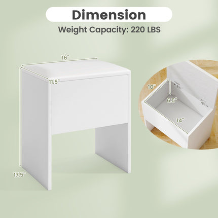 Vanity Stool with Hidden Storage with Soft Seat