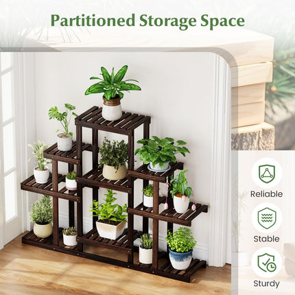 Dreamade Plant Stand Indoor & Outdoor 6 Tier Wood Flower Pot Stand for Multiple Plants