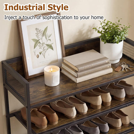 Dreamade 4-Tier Industrial Shoe Storage Organizer with Heavy Duty Metal Frame
