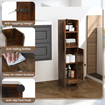 Dreamade Slim Bathroom Cabinet with 3 Level Adjustable Shelf & Anti toppling Design
