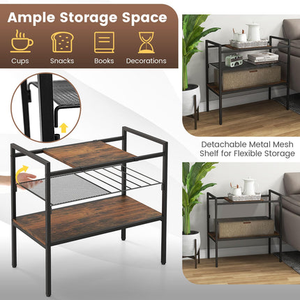 Dreamade 3-Tier Storage Rack, 24" Compact Shelving Unit Storage Shelves with Unique Removable Panel for Different Heights