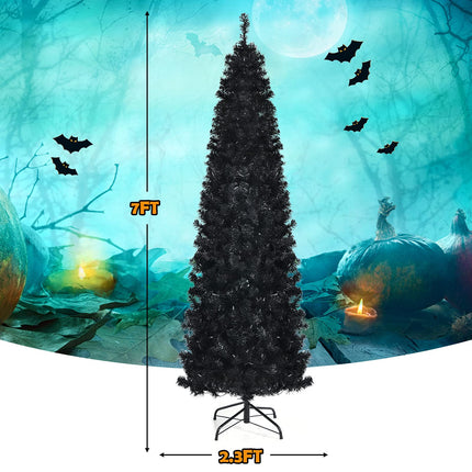 Dreamade Black Pencil Christmas Tree, Pre-lit Artificial Halloween Tree