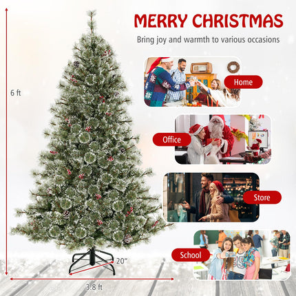 Dreamade 6ft / 7.5ft / 9ft Pre-Lit Artificial Christmas Tree with 360° Quick Power Connector