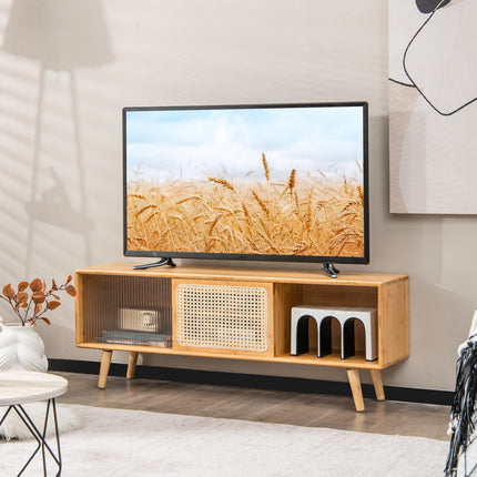 Dreamade TV Stand for Living Room TVs up to 55”- Bamboo Entertainment Center