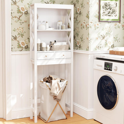 Dreamade Over The Toilet Storage Cabinet, 65" Tall Freestanding Bathroom Organizer with Open Shelves